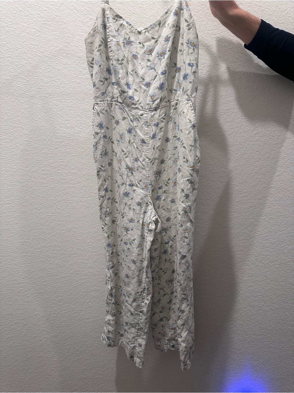 Old Navy Cream Floral Linen-Blend Jumpsuit